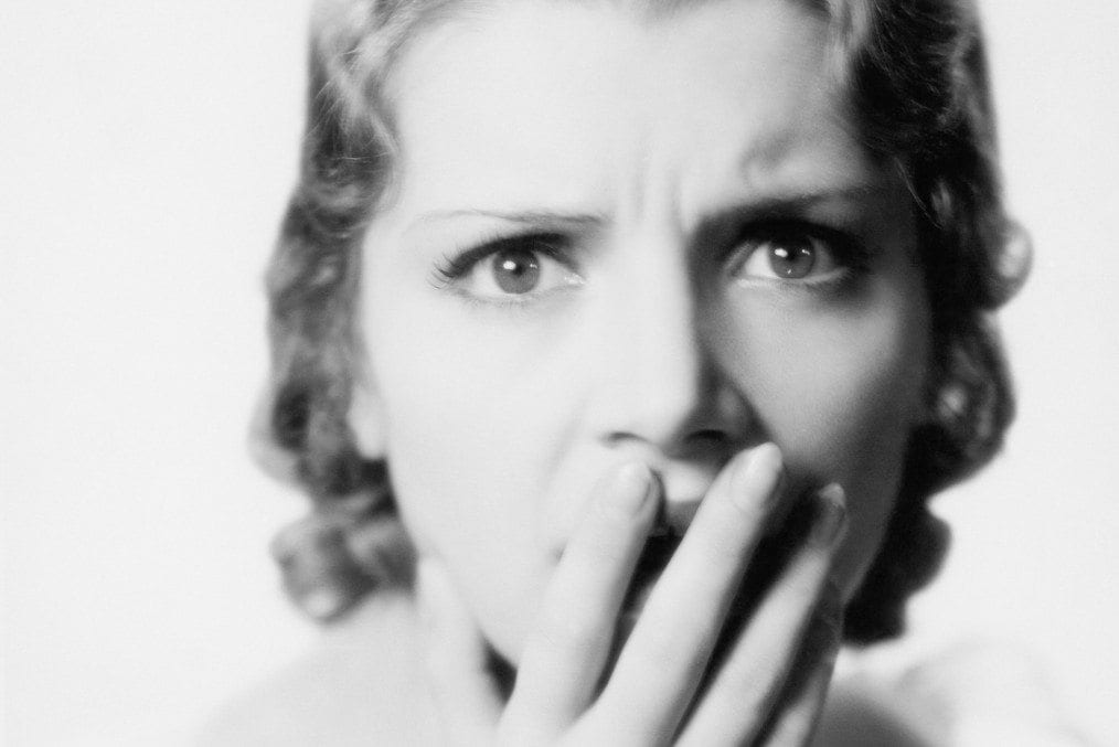 Woman with anxious look on her face