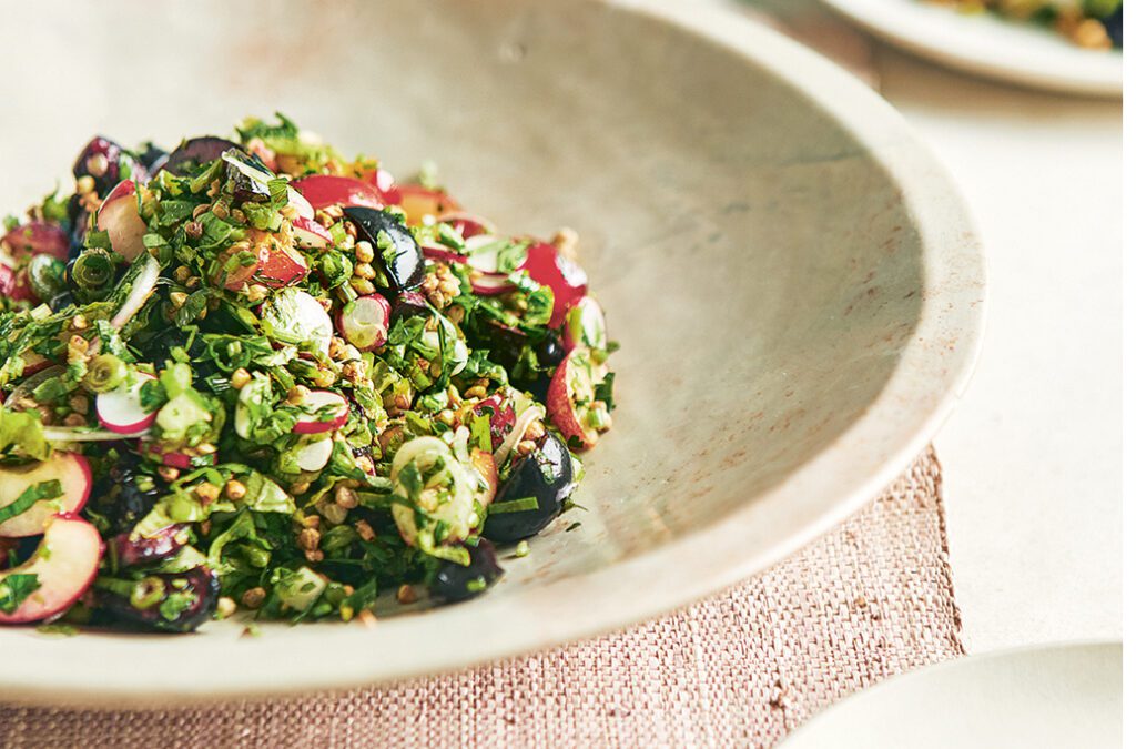 Cherry buckwheat tabbouleh