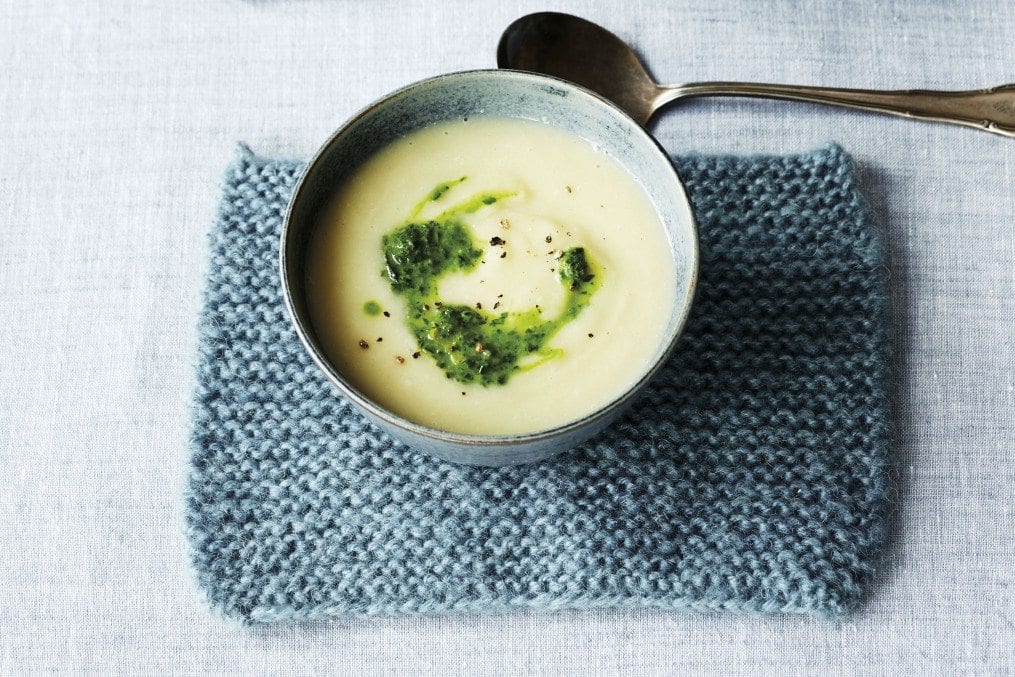 cropCeleriac Soup with Rocket and Parsley Gremolata