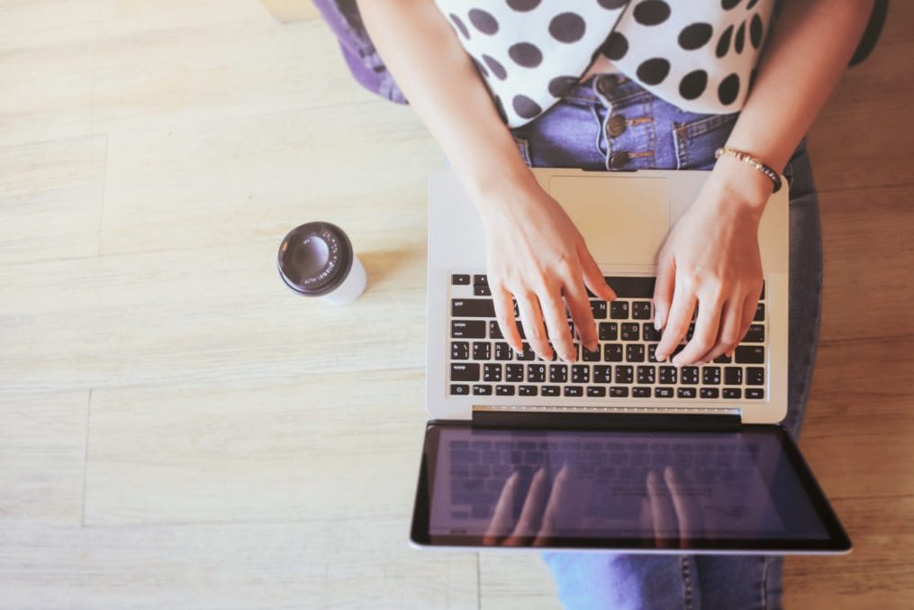 Woman using laptop