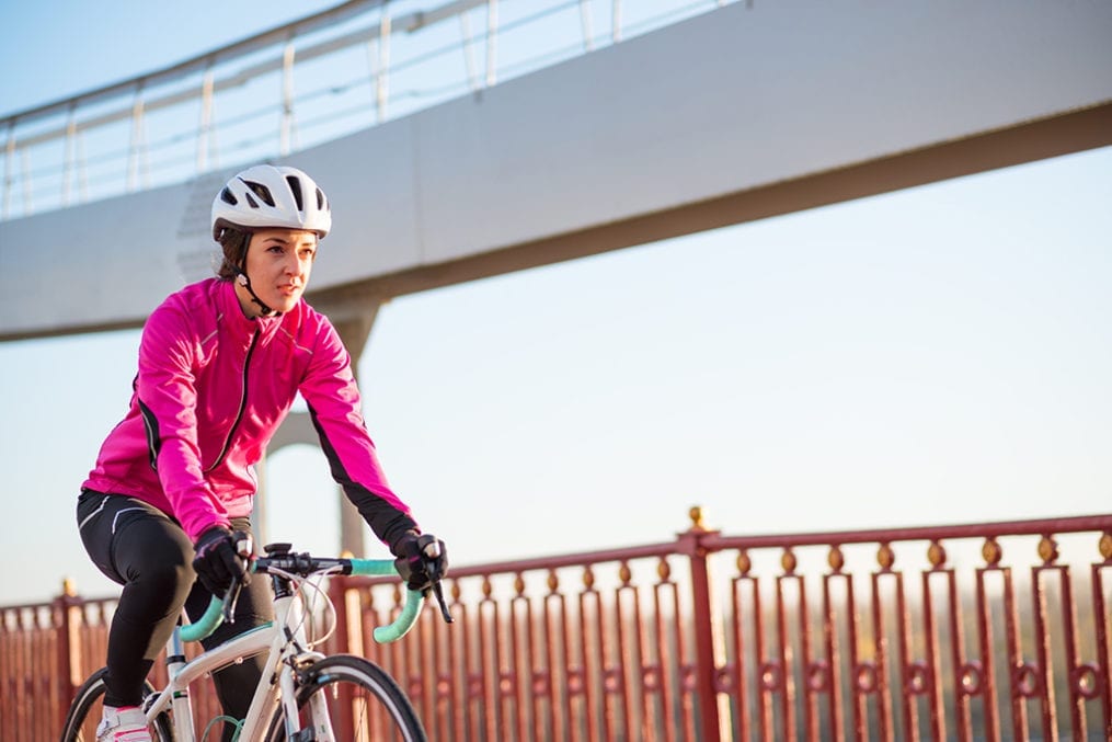 Woman winter cycling